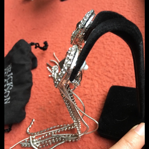 Erickson Beamon Rocks Silvertone Earrings - Picture 3 of 5